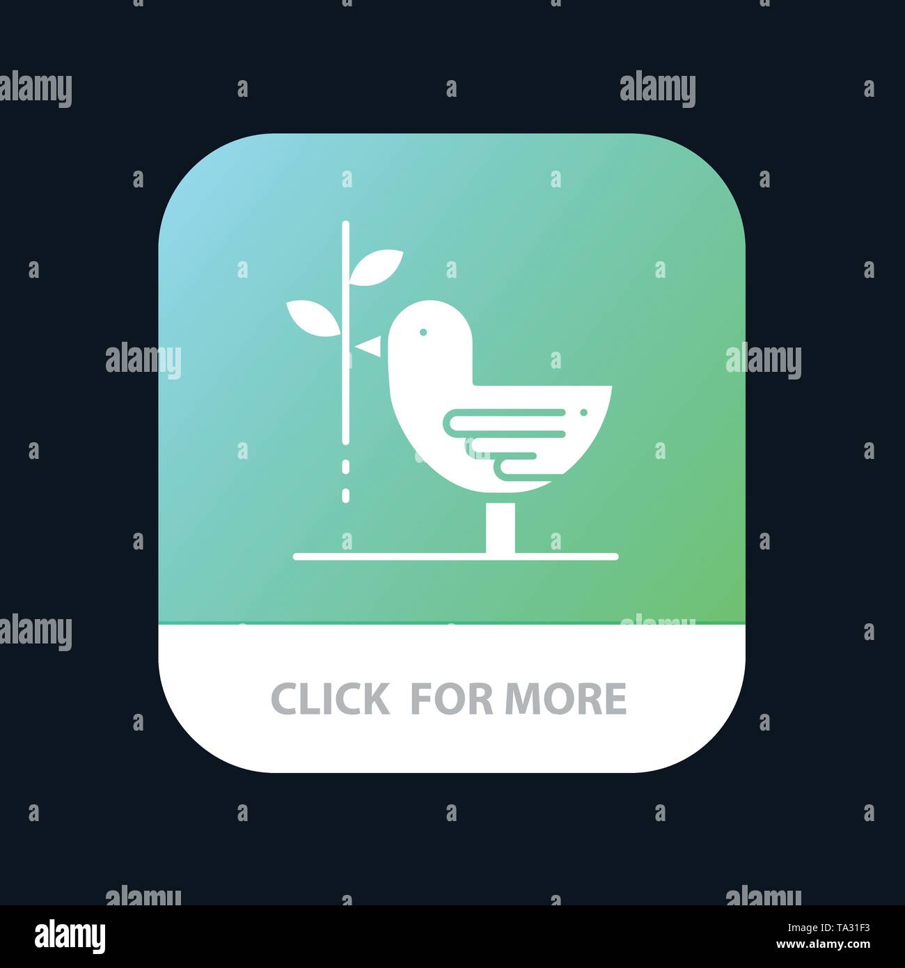 Accord, Dove, l'amitié, l'harmonie, le Pacifisme Mobile App Bouton. Android et IOS Version Glyph Illustration de Vecteur