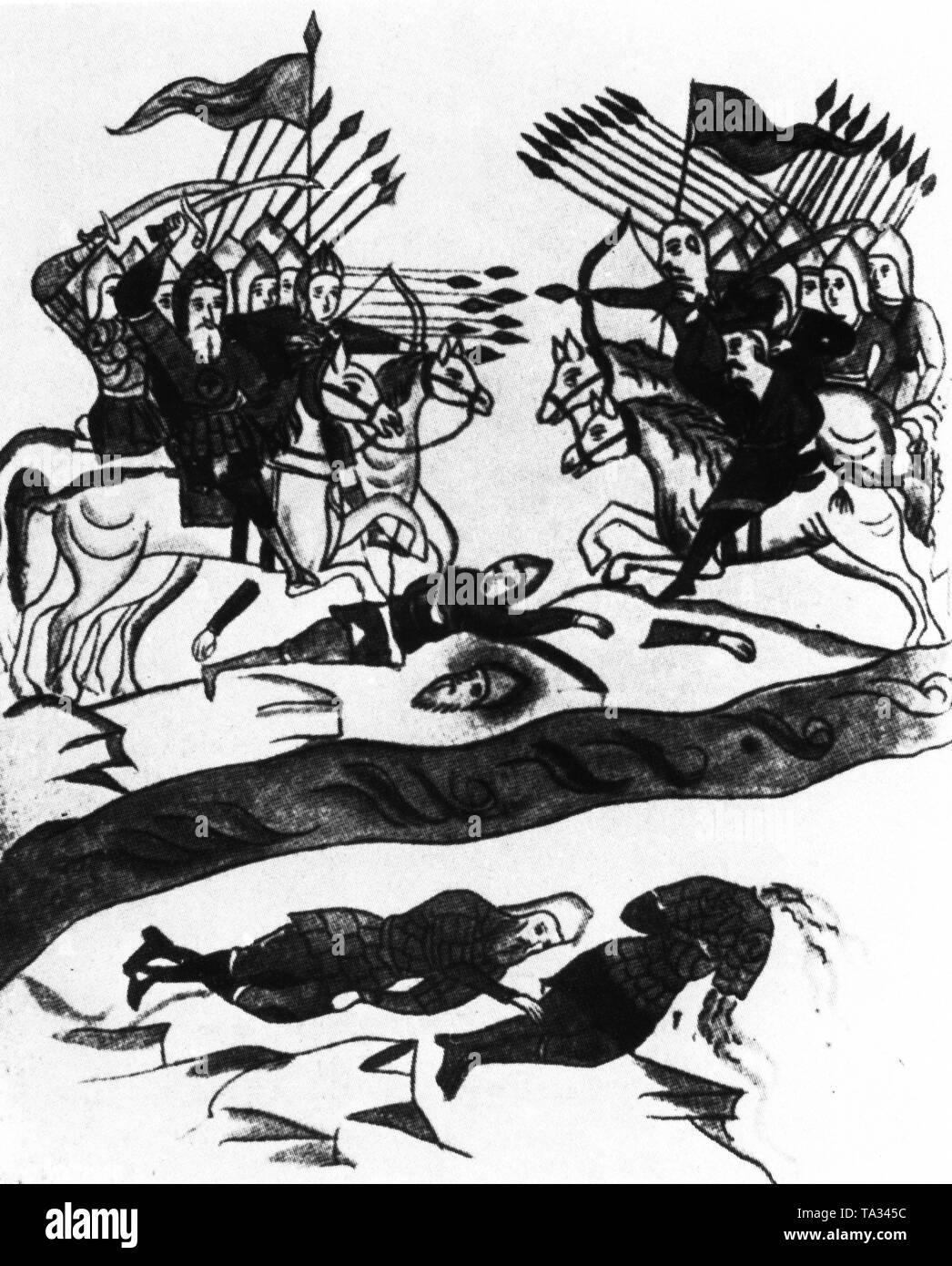 L'invasion mongole de l'Europe. En 1223 était une la bataille décisive sur la Kalka, Mstislav et Kiev et Mstislav de Tchernigov était rejetée, il a commencé l'état Tatar sur la Russie. Les Mongols déplacé sur l'ouest pour l'Wahlstatt à Legnica, où en 1241 ont commencé leur retraite. En 1241, une armée mongole défait une armée germano-polonaise à la bataille de Liegnitz. Banque D'Images