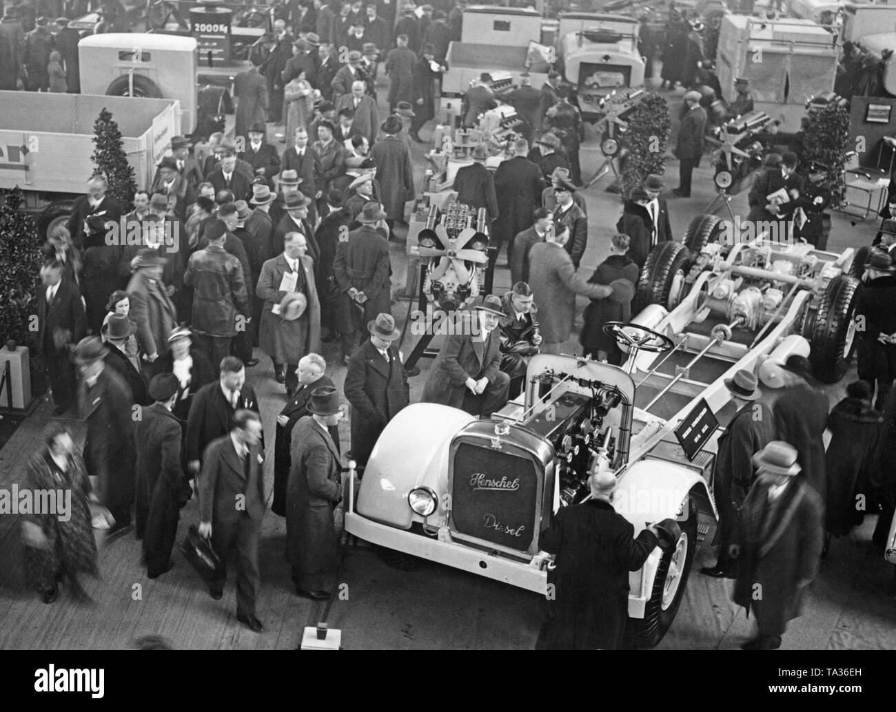 Le châssis d'un camion diesel Henschel lors d'une exposition d'automobiles à Berlin dans 1934th Banque D'Images