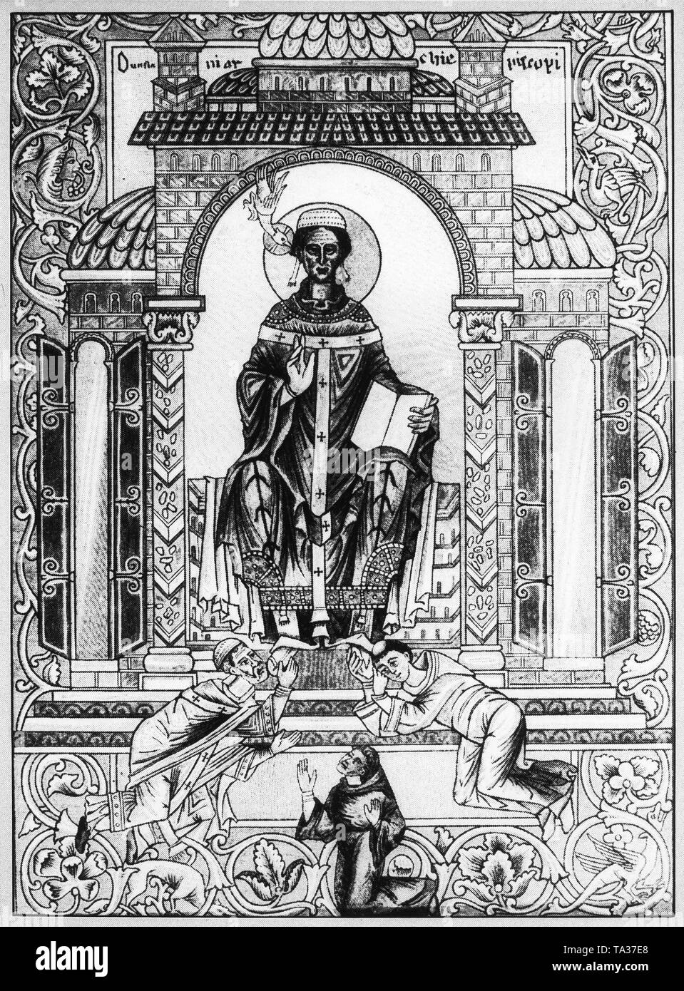 Le Pape Grégoire I ou de Grégoire le Grand (540-604) envoie des missionnaires en Angleterre Banque D'Images