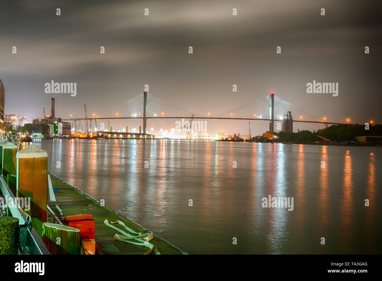Nuit sur la rivière Savannah Savannah en Géorgie Banque D'Images
