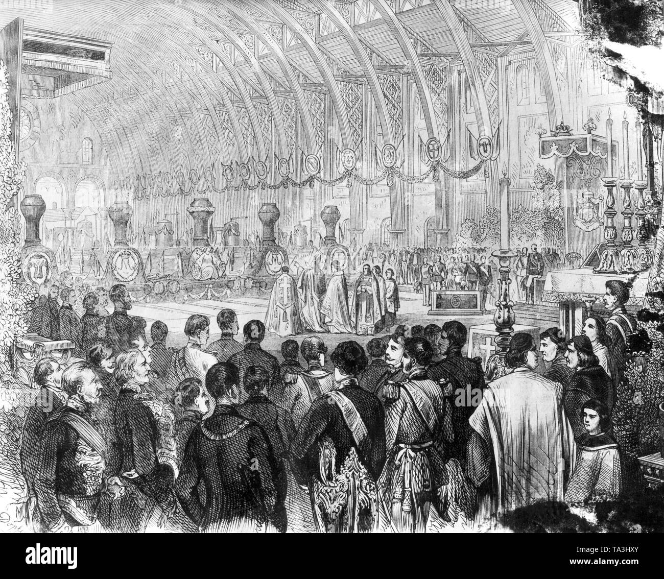 Inauguration de la ligne de chemin de fer Vienna-Munich à Munich le 12 août 1860. Banque D'Images