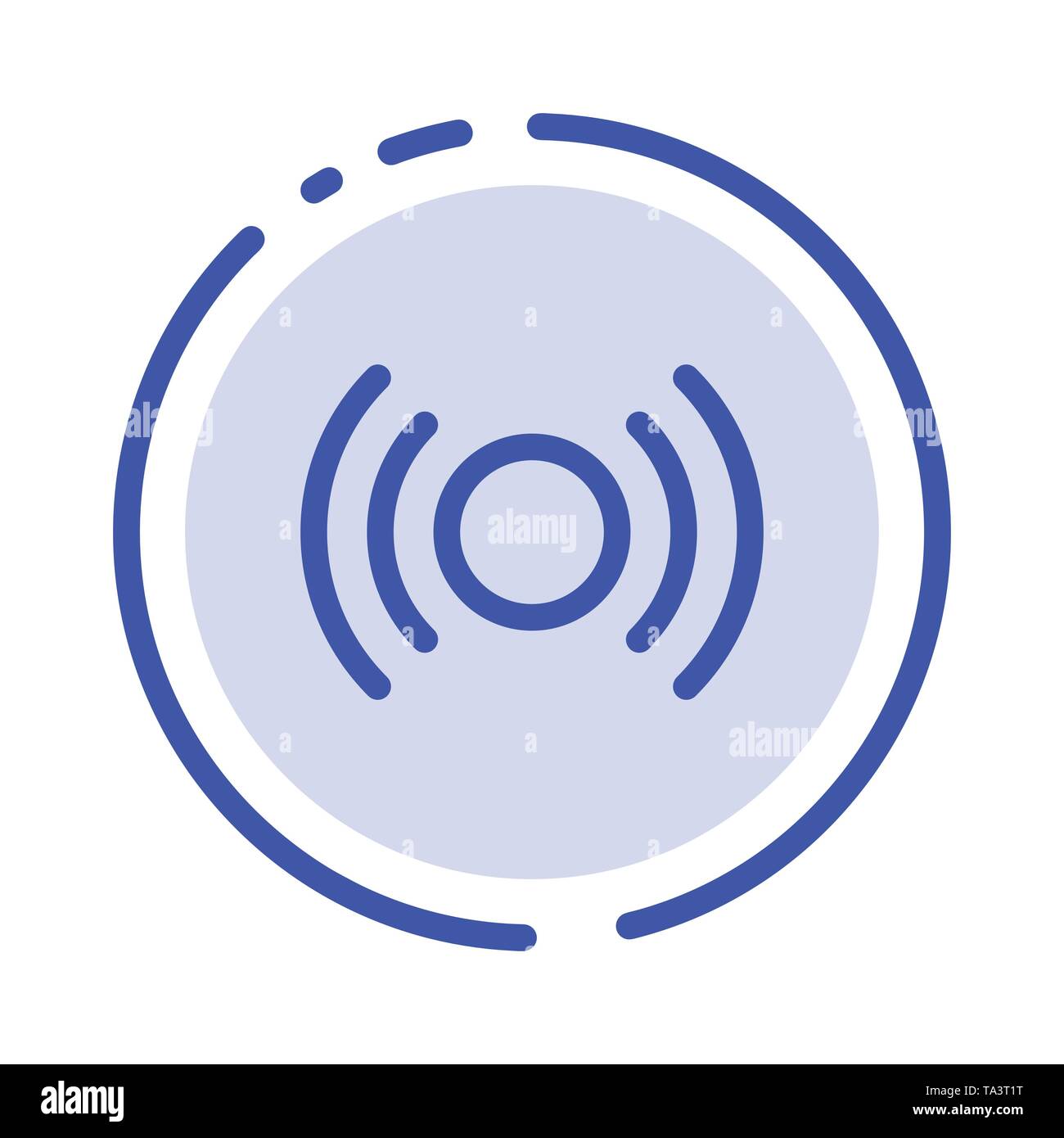 Basic, essentiel, Signal, Ui, Ux l'icône de la ligne en pointillé bleu Illustration de Vecteur