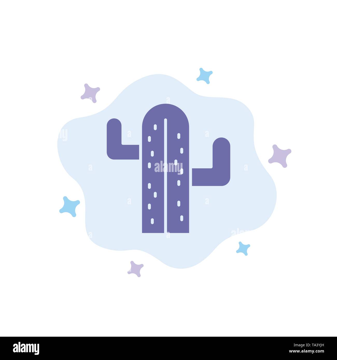 Cactus, USA, Amérique Centrale, icône bleue sur fond de nuage abstrait Illustration de Vecteur