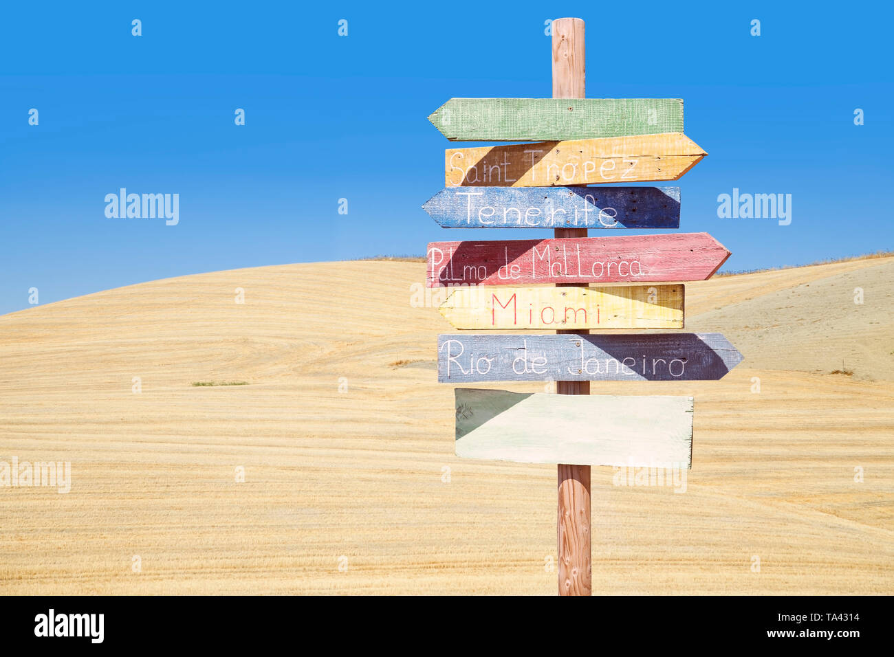 Flèche en bois plus de signes meylan andalou Banque D'Images