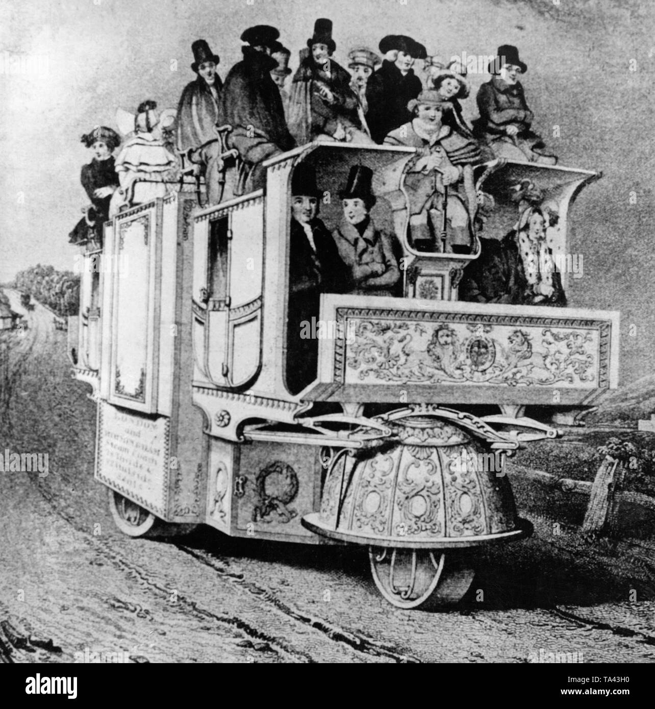 L'entraîneur à vapeur à trois roues du Dr William Church a été utilisé en service régulier de passagers entre Londres et Brighton en 1835. Banque D'Images