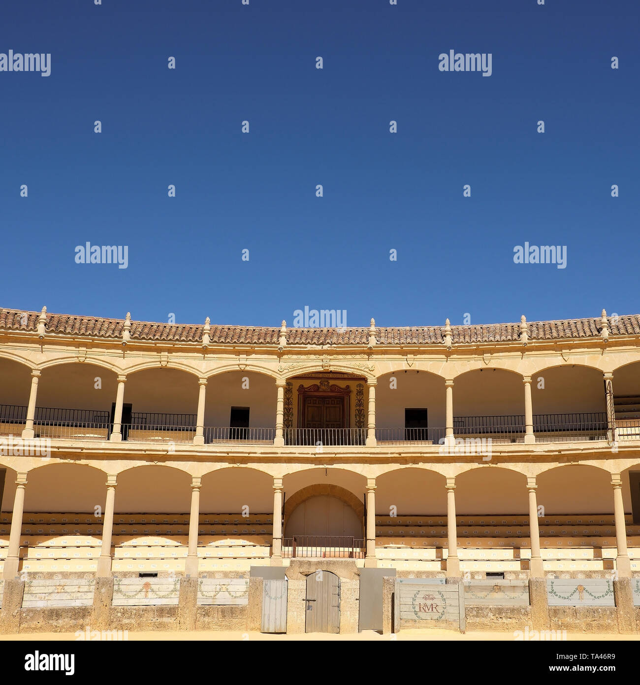 Ronda, Andalousie, Espagne - 16 mars 2019 : intérieur et coin galerie de l'arène historique de Ronda, Espagne Banque D'Images