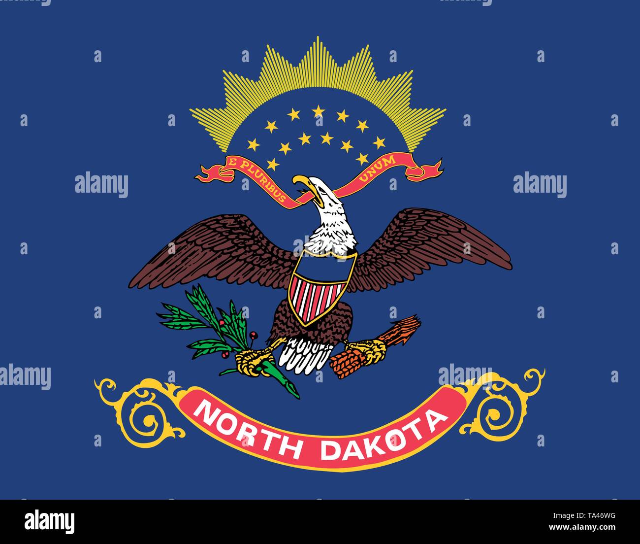 North Dakota State flag. États-unis d'Amérique Illustration de Vecteur