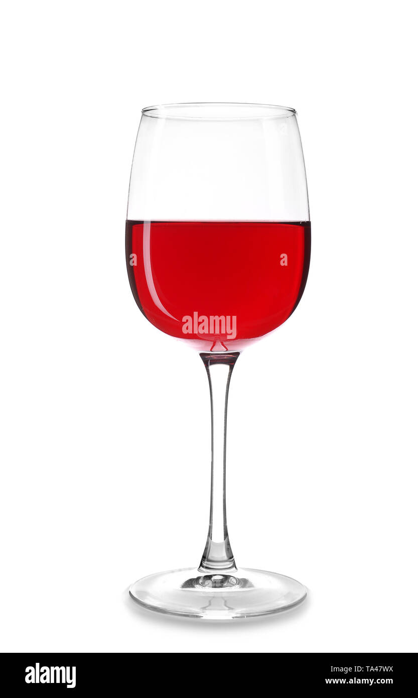 Verre de vin rouge sur fond blanc Banque D'Images