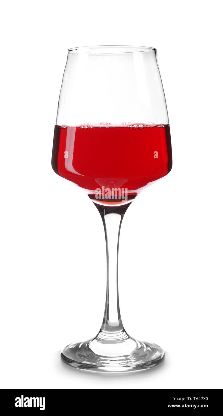 Verre de vin rouge sur fond blanc Banque D'Images