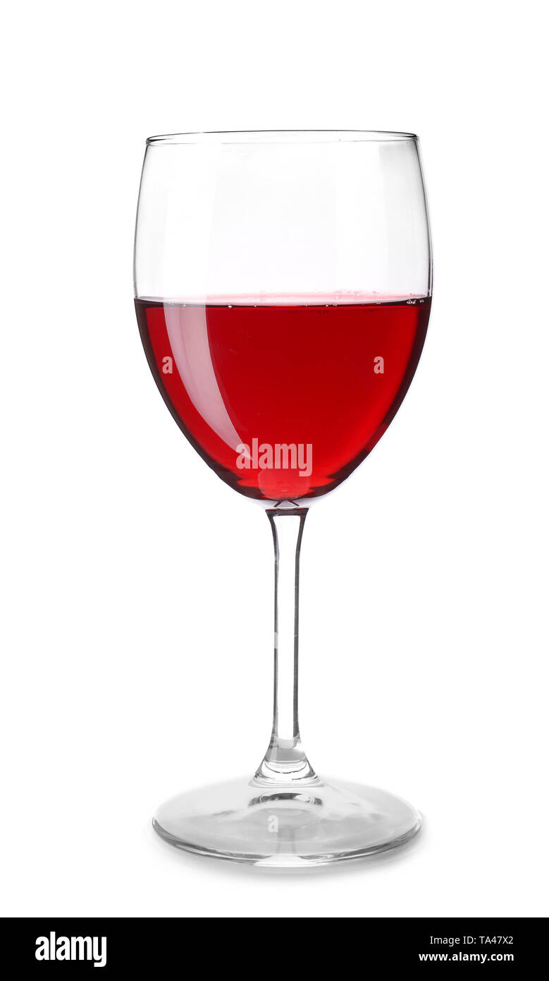 Verre de vin rouge sur fond blanc Banque D'Images