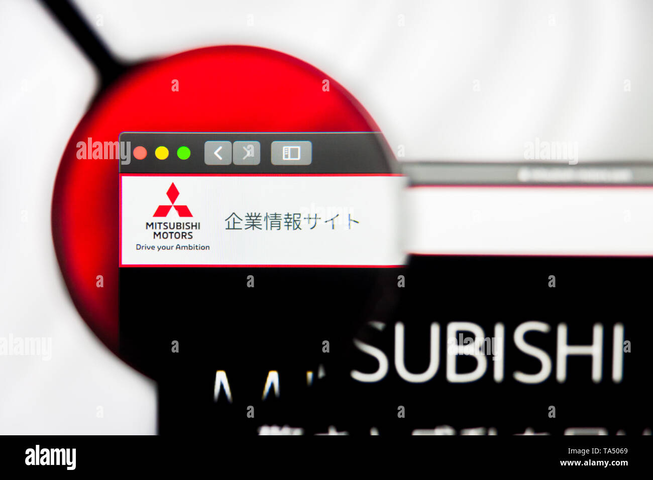 New York, New York State, USA - 21 mai 2019 : rédaction d'illustration de l'entreprise japonaise Mitsubishi Motors Corporation MMC accueil du site. Mitsubishi Banque D'Images