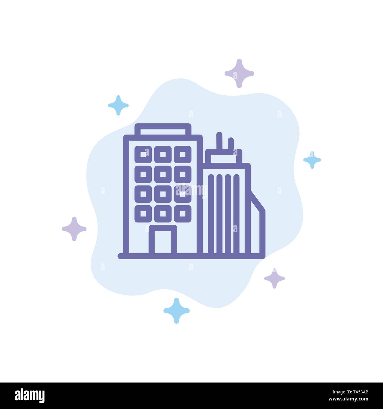 Bureau, immeuble, Tour, siège social Résumé icône bleue sur fond de nuage Illustration de Vecteur