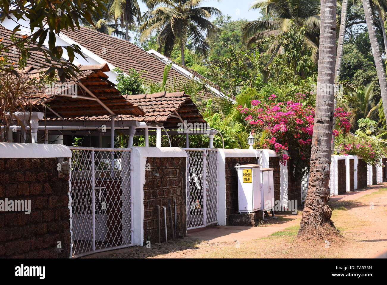 Maisons dans le nord de Goa, Inde Banque D'Images
