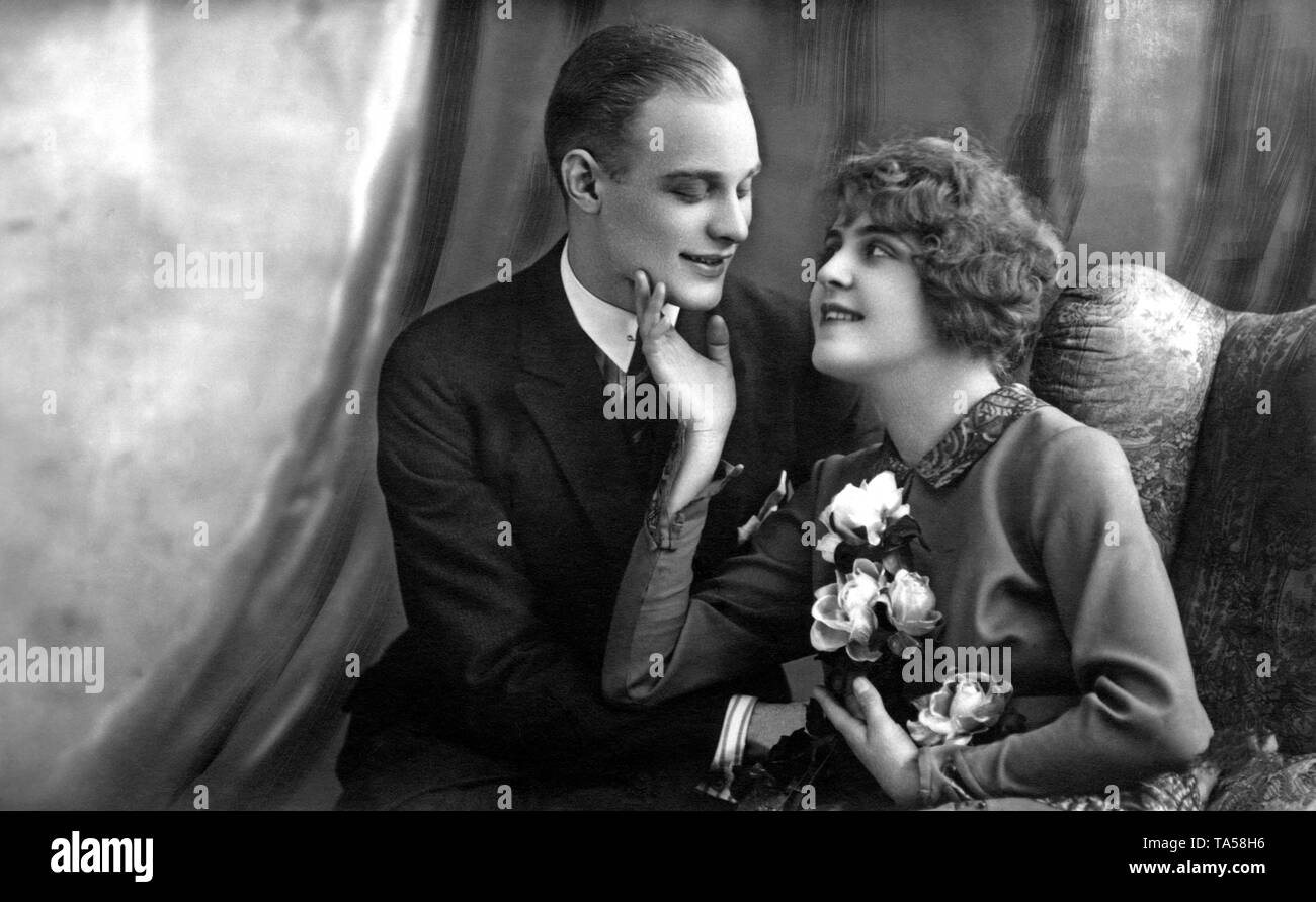 Les amateurs de paire, flirt, autour de 1910, Allemagne Banque D'Images