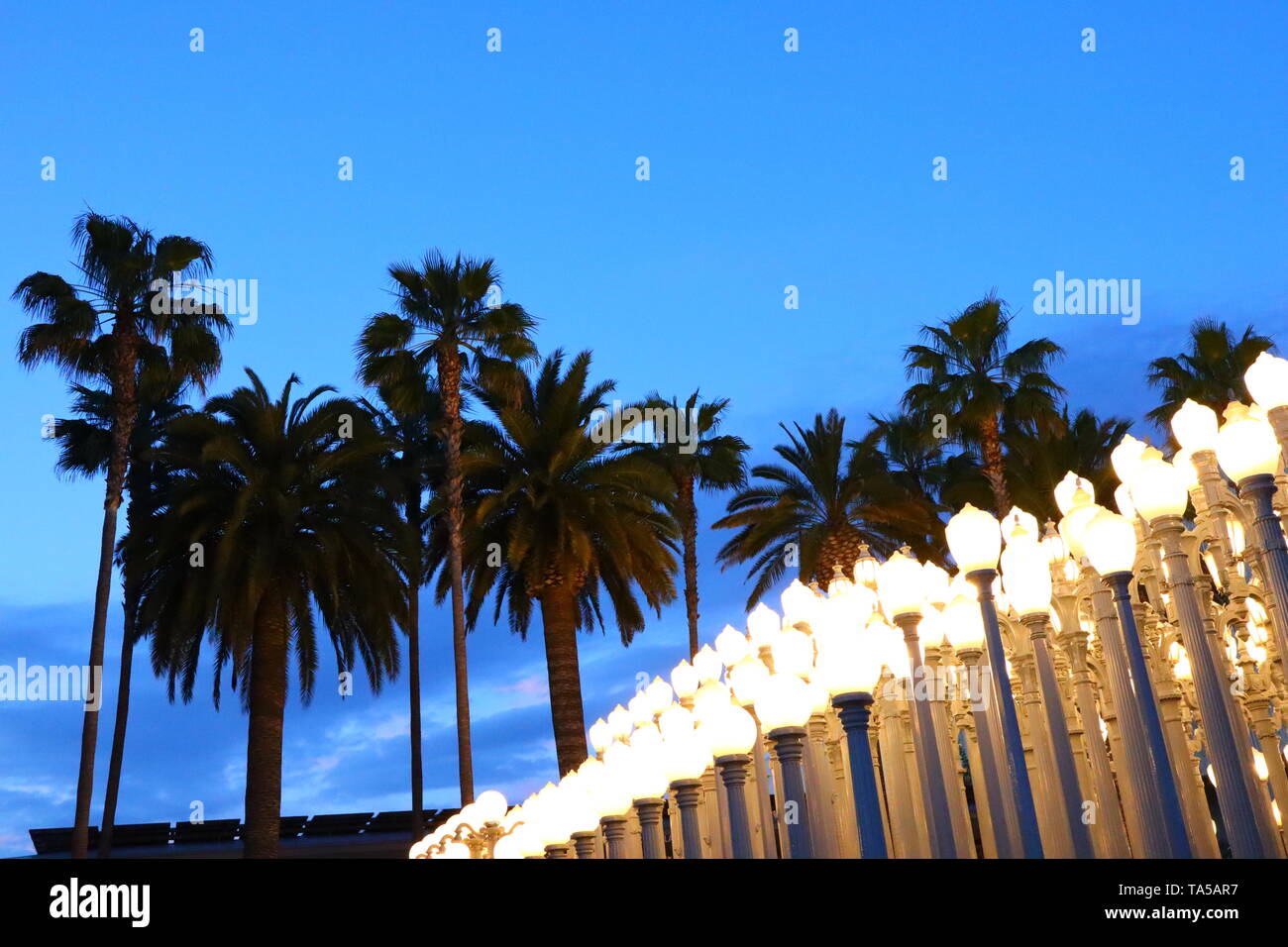 La lumière urbaine une sculpture par Chris Burden au LACMA, Los Angeles County Museum of Art Banque D'Images