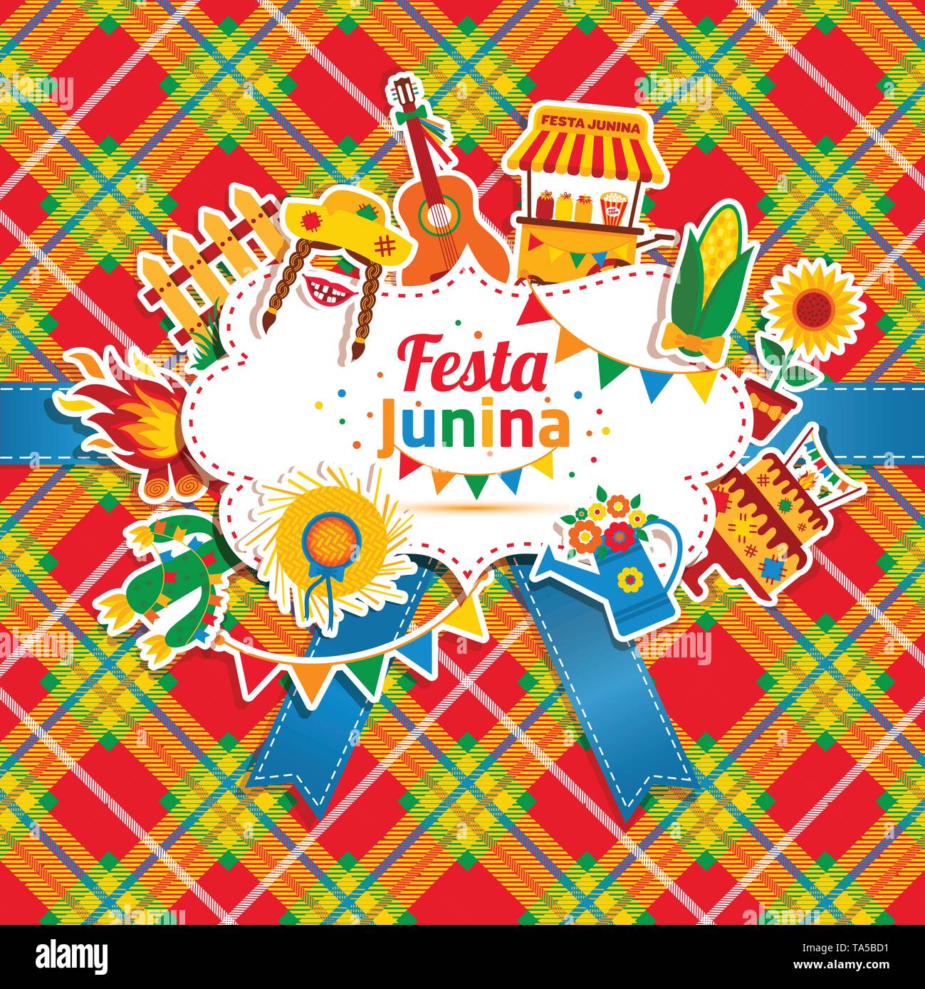 Festa Junina fête du village en Amérique latine. Icons set dans t0 Illustration de Vecteur