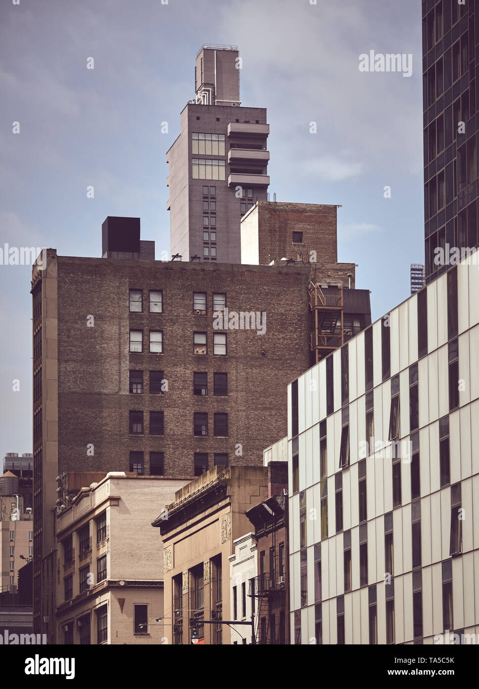 Vintage photo stylisée de l'architecture de la ville de New York, Manhattan, USA. Banque D'Images