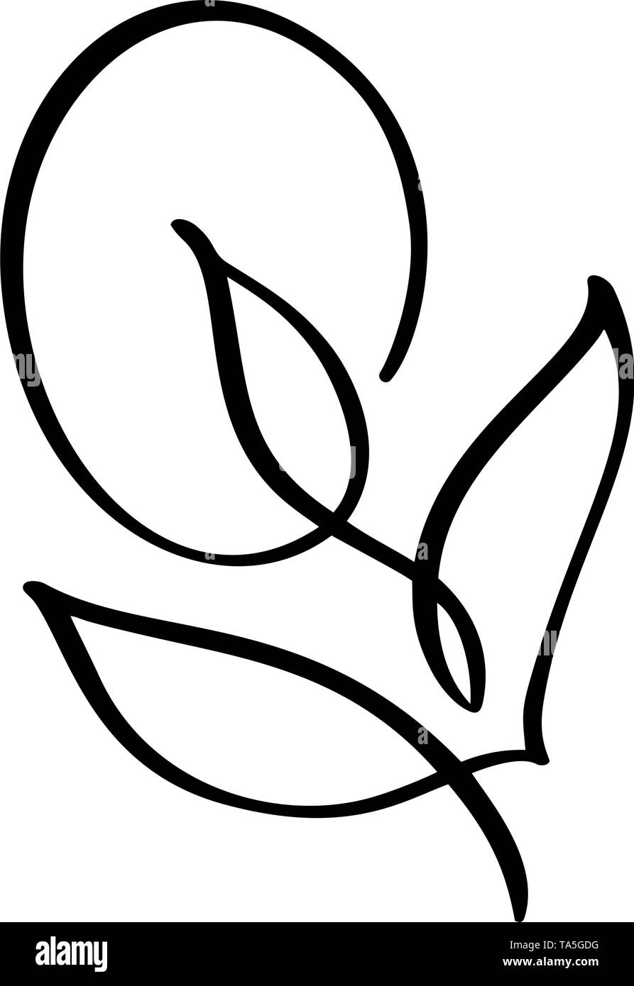 Silhouette vectorielle stylisée de fleur de printemps avec des feuilles isolées sur fond blanc. ECO-signe, label nature. Élément décoratif pour le médical Illustration de Vecteur