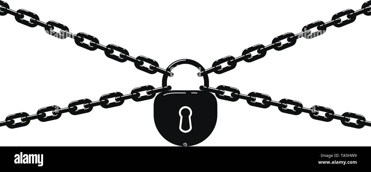 Vector illustration of black métal chaîne et cadenas isolé sur fond blanc. conception du lock et chaîne Illustration de Vecteur