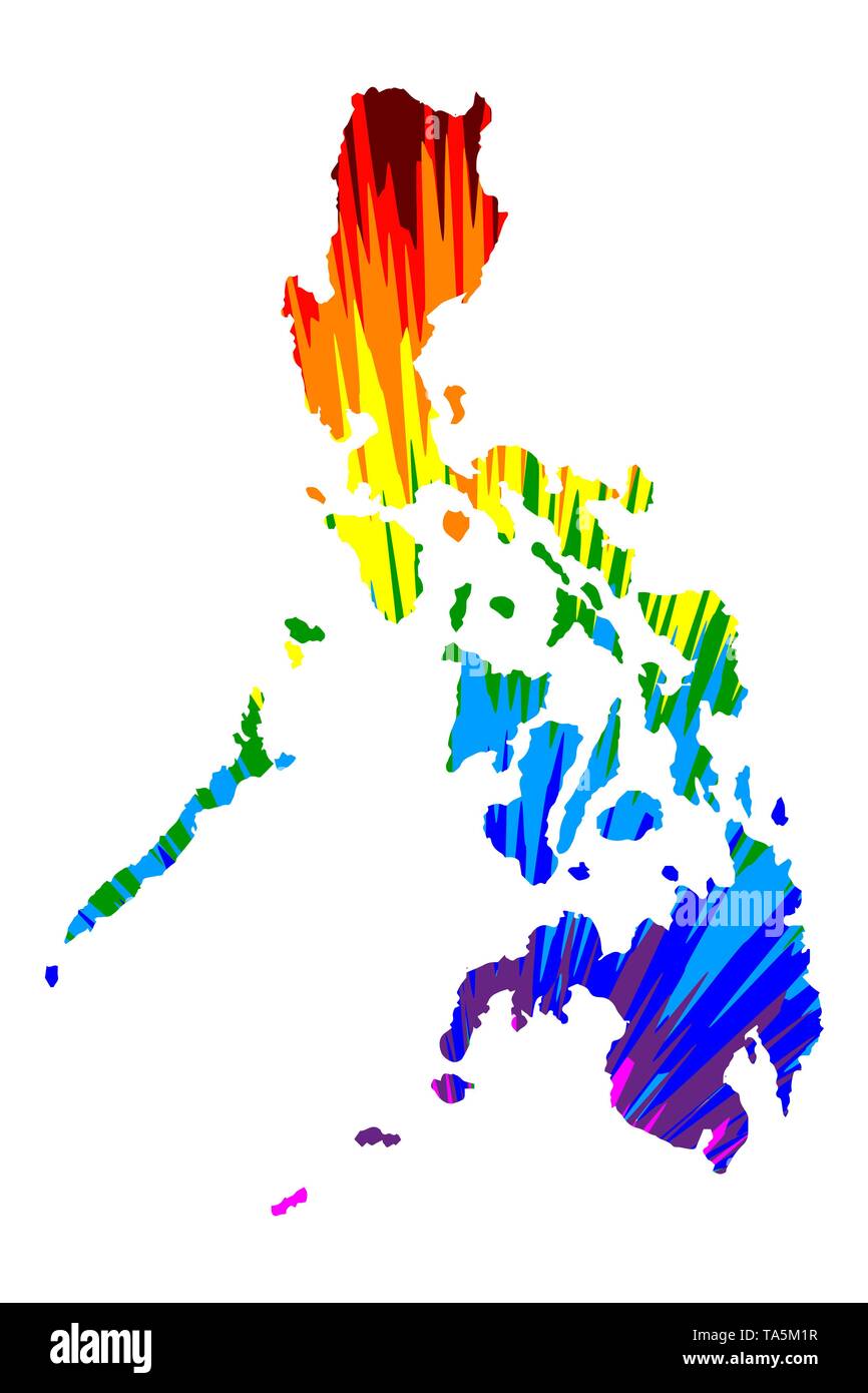 Philippines - carte est conçu rainbow abstract colorful pattern, République des Philippines (Luzon, Visayas, l'île de Mindanao) map made of color explosion, Illustration de Vecteur