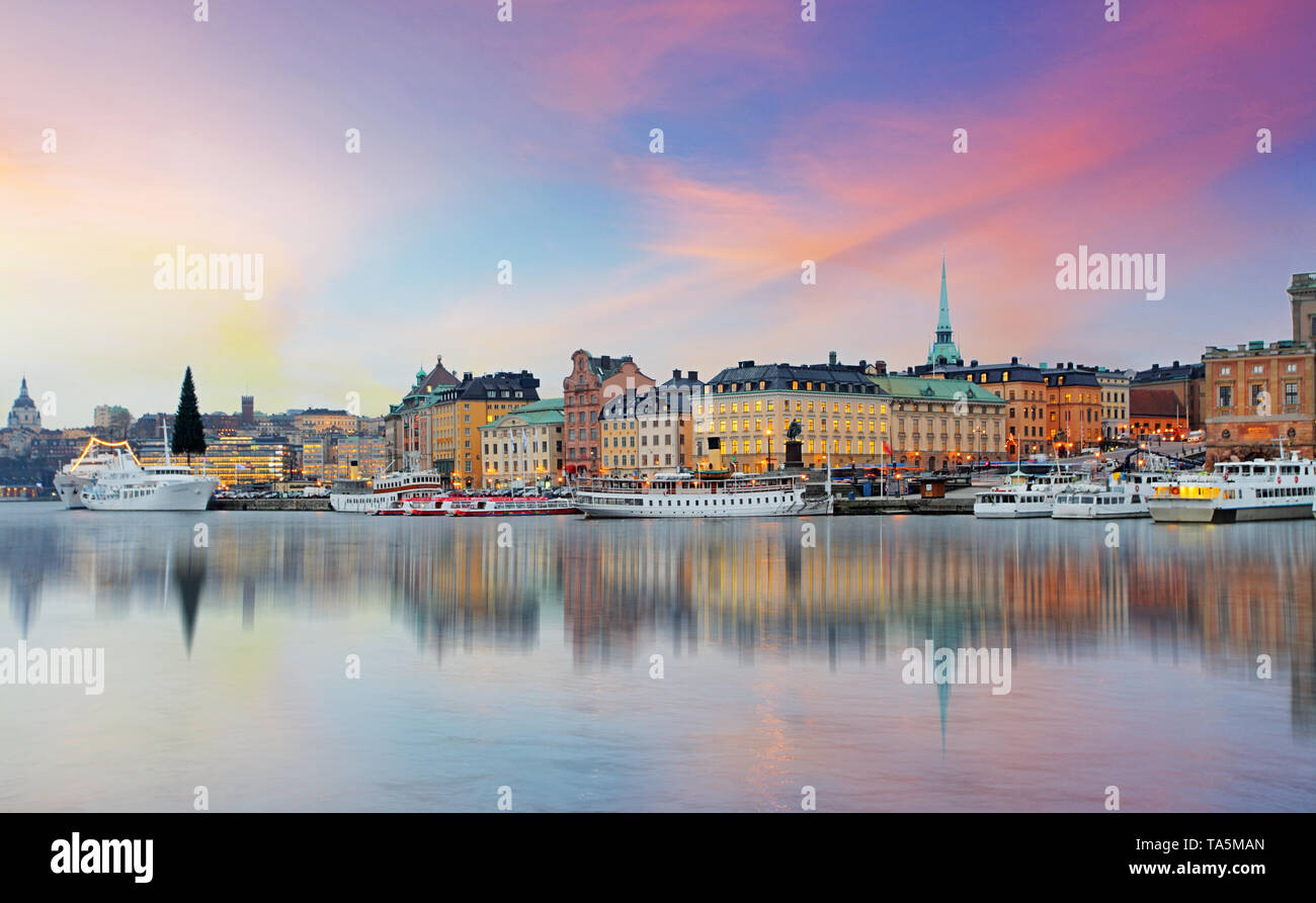 Stockholm, Suède - panorama de la vieille ville, Gamla Stan Banque D'Images