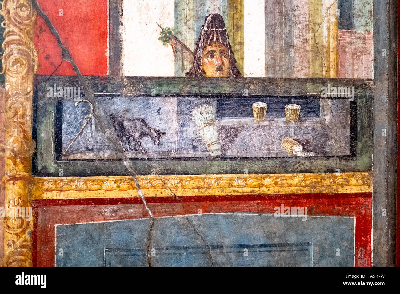 Fresque ancienne dans une maison de Pompéi Banque D'Images