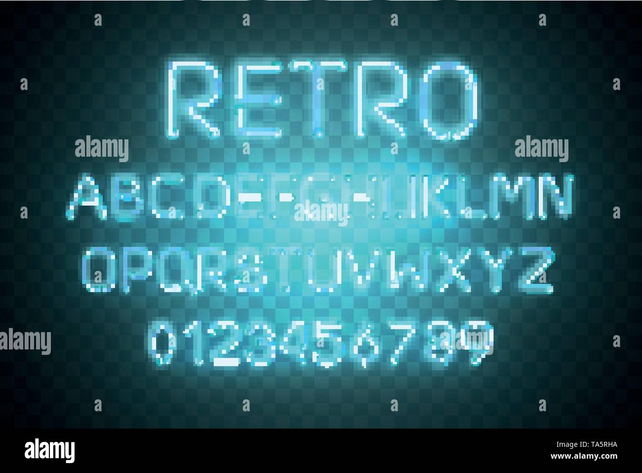 Néon lumière Alphabet police Vector . Un effet de texte. Tube Neon bleu isolé sur fond transparent. Vector illustration Illustration de Vecteur