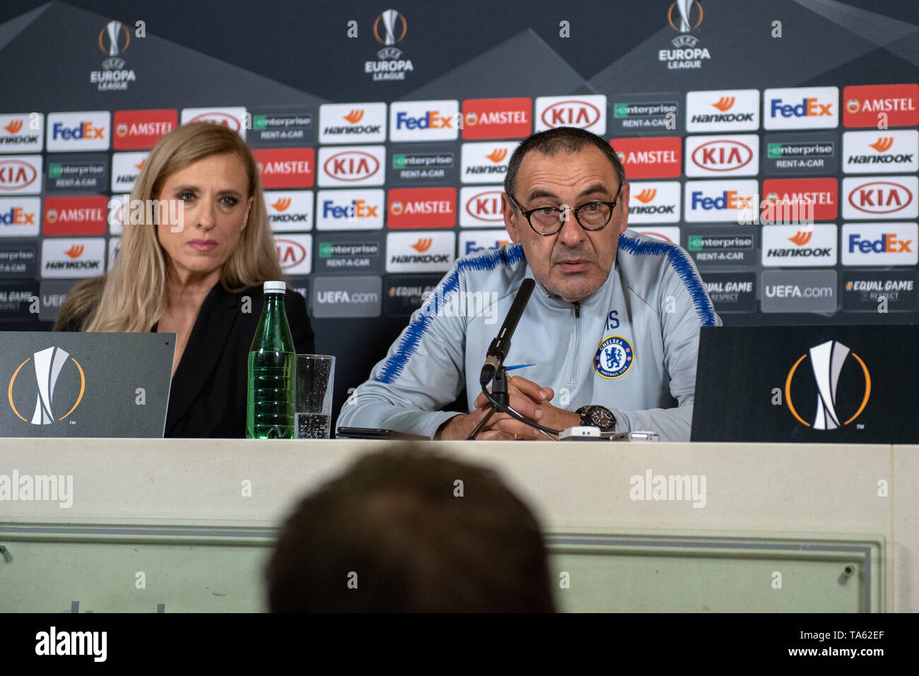 Cobham, Royaume-Uni. 22 mai 2019. Manager Maurizio Sarri tient une conférence de presse à venir du Chelsea FC est l'UEFA Europa League contre Arsenal FC à Bakou le 29 mai 2019. Crédit : Peter Manning/Alamy Live News Banque D'Images