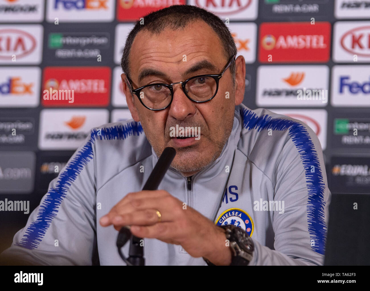 Cobham, Royaume-Uni. 22 mai 2019. Manager Maurizio Sarri tient une conférence de presse à venir du Chelsea FC est l'UEFA Europa League contre Arsenal FC à Bakou le 29 mai 2019. Crédit : Peter Manning/Alamy Live News Banque D'Images
