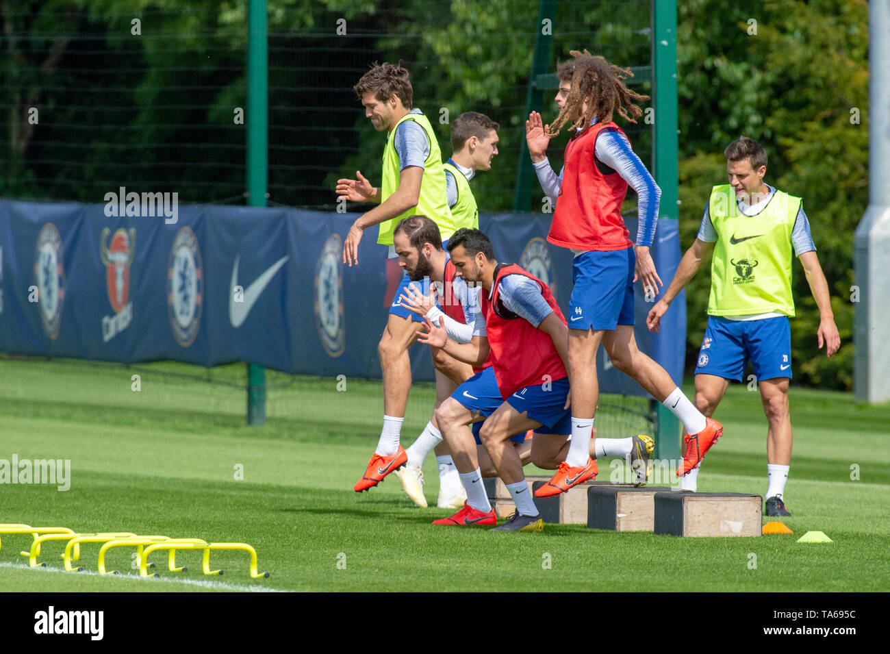 Cobham, Royaume-Uni. 22 mai 2019. Chelsea tenir une séance de formation à leur base de Cobham avant leur finale de l'UEFA Europa League contre Arsenal FC à Bakou le 29 mai 2019. Crédit : Peter Manning/Alamy Live News Banque D'Images