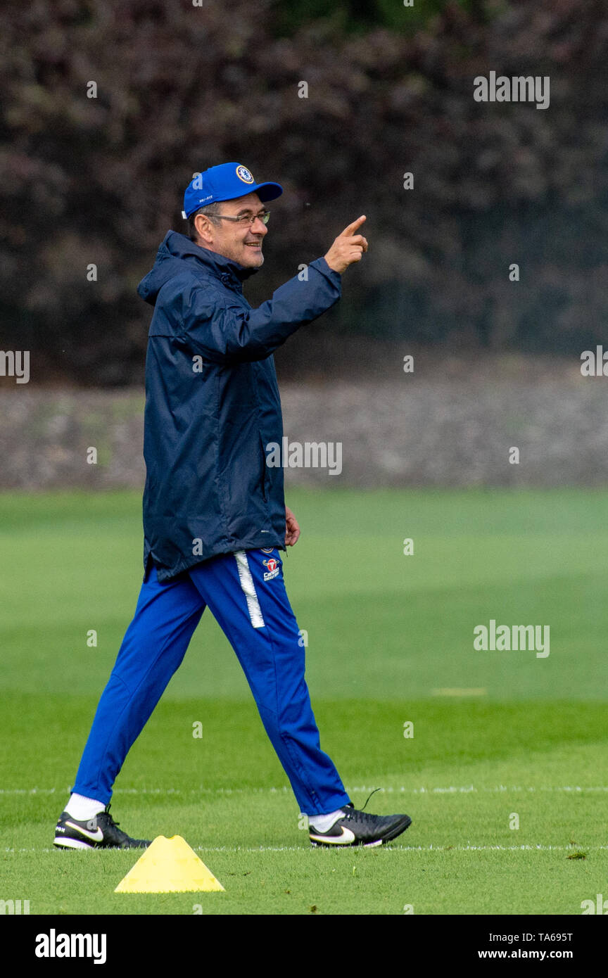 Cobham, Royaume-Uni. 22 mai 2019. Chelsea tenir une séance de formation à leur base de Cobham avant leur finale de l'UEFA Europa League contre Arsenal FC à Bakou le 29 mai 2019. Crédit : Peter Manning/Alamy Live News Banque D'Images