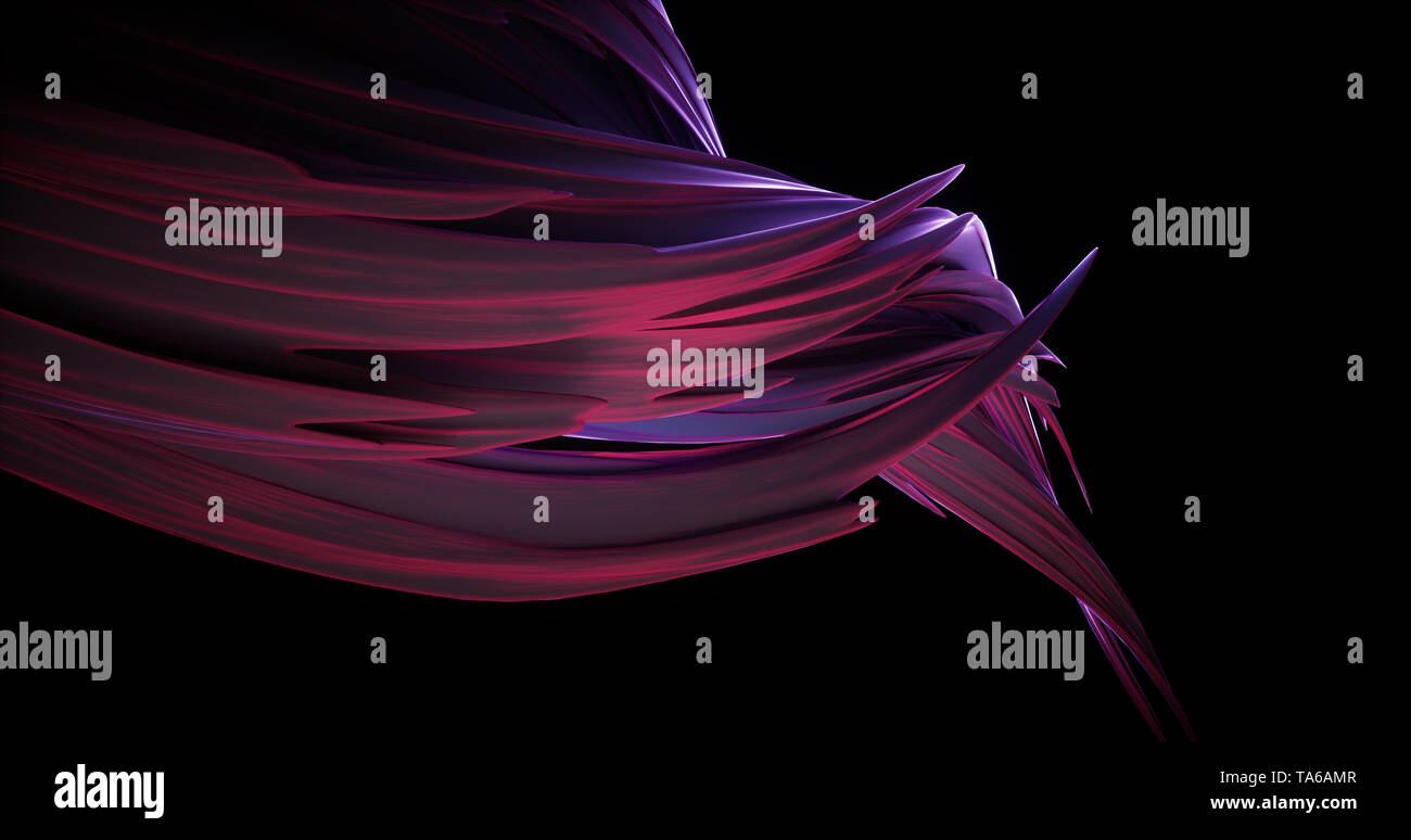 Résumé lignes torsadées. Design moderne forme sur fond sombre. La technologie numérique concept. Liquide couleur coup de pinceau. Le rendu 3d illustration Banque D'Images