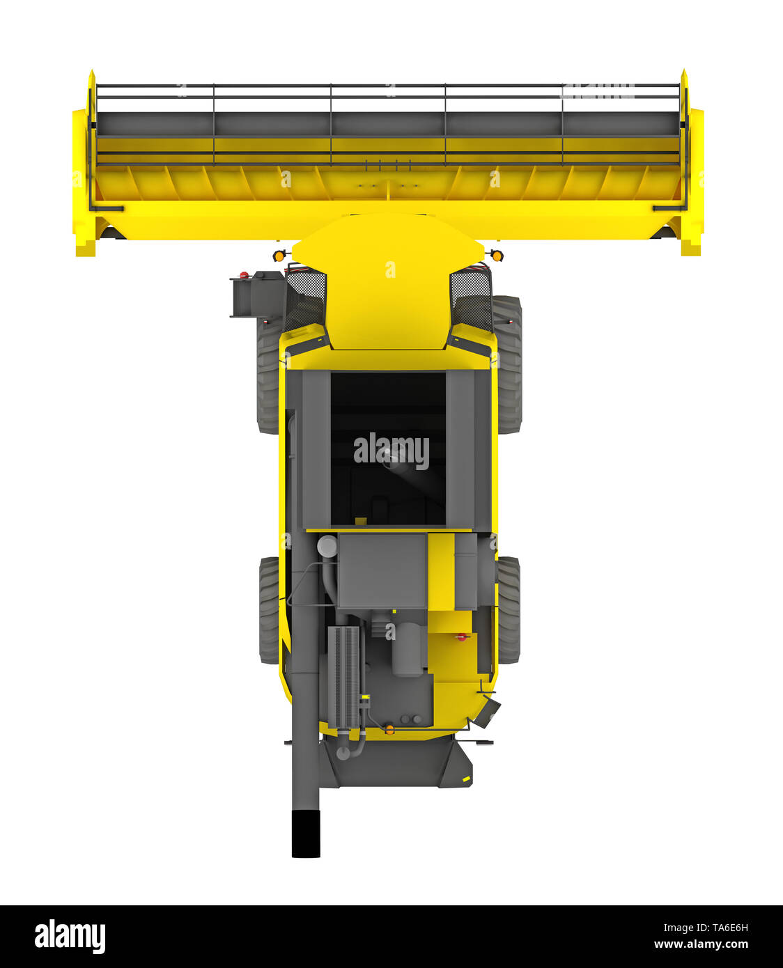 Moissonneuse batteuse Vue de dessus isolé sur blanc. Le rendu 3D Banque D'Images