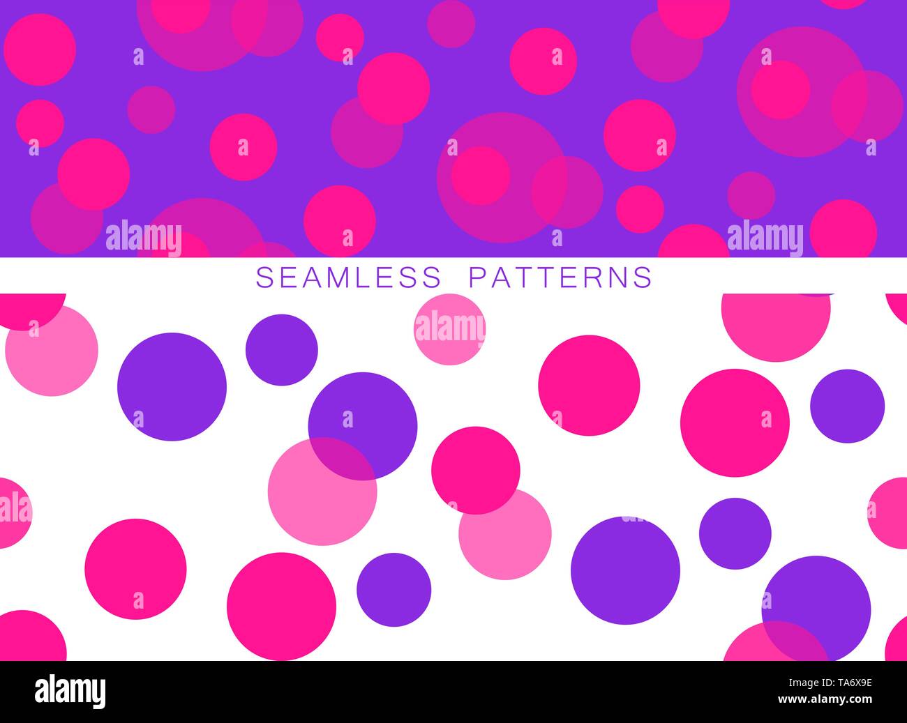 Ensemble de modèles sans couture de vecteur. Textures sans fin en rose en plastique couleurs pourpre de proton. Résumé fond avec des cercles. Avec des textures positive Illustration de Vecteur