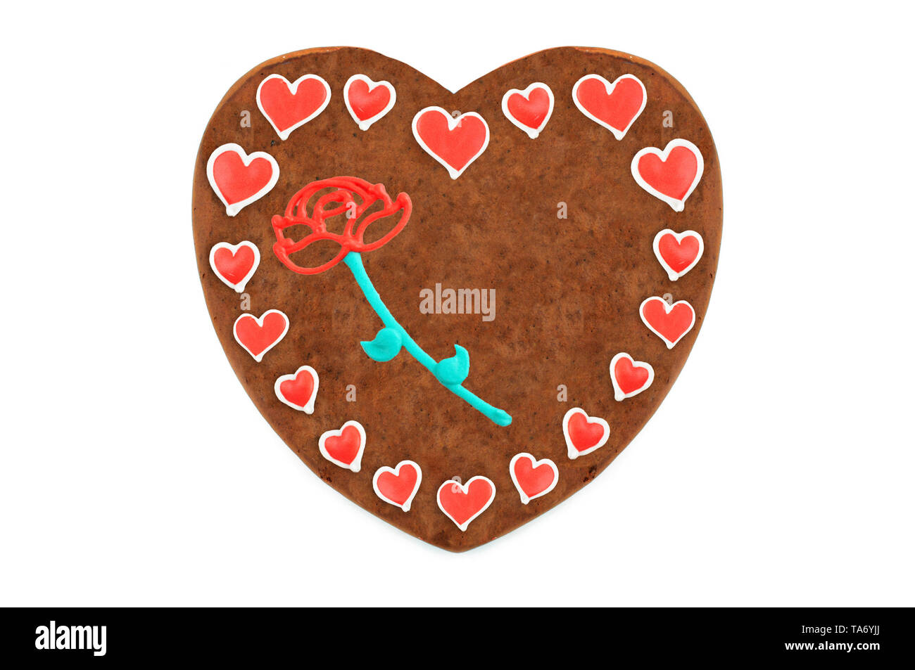 Gingerbread cookie coeur Oktoberfest avec ornements et copiez l'espace. Oktoberfest est un octobre fest de Munich Allemagne pour la bière et bavaroise. Banque D'Images
