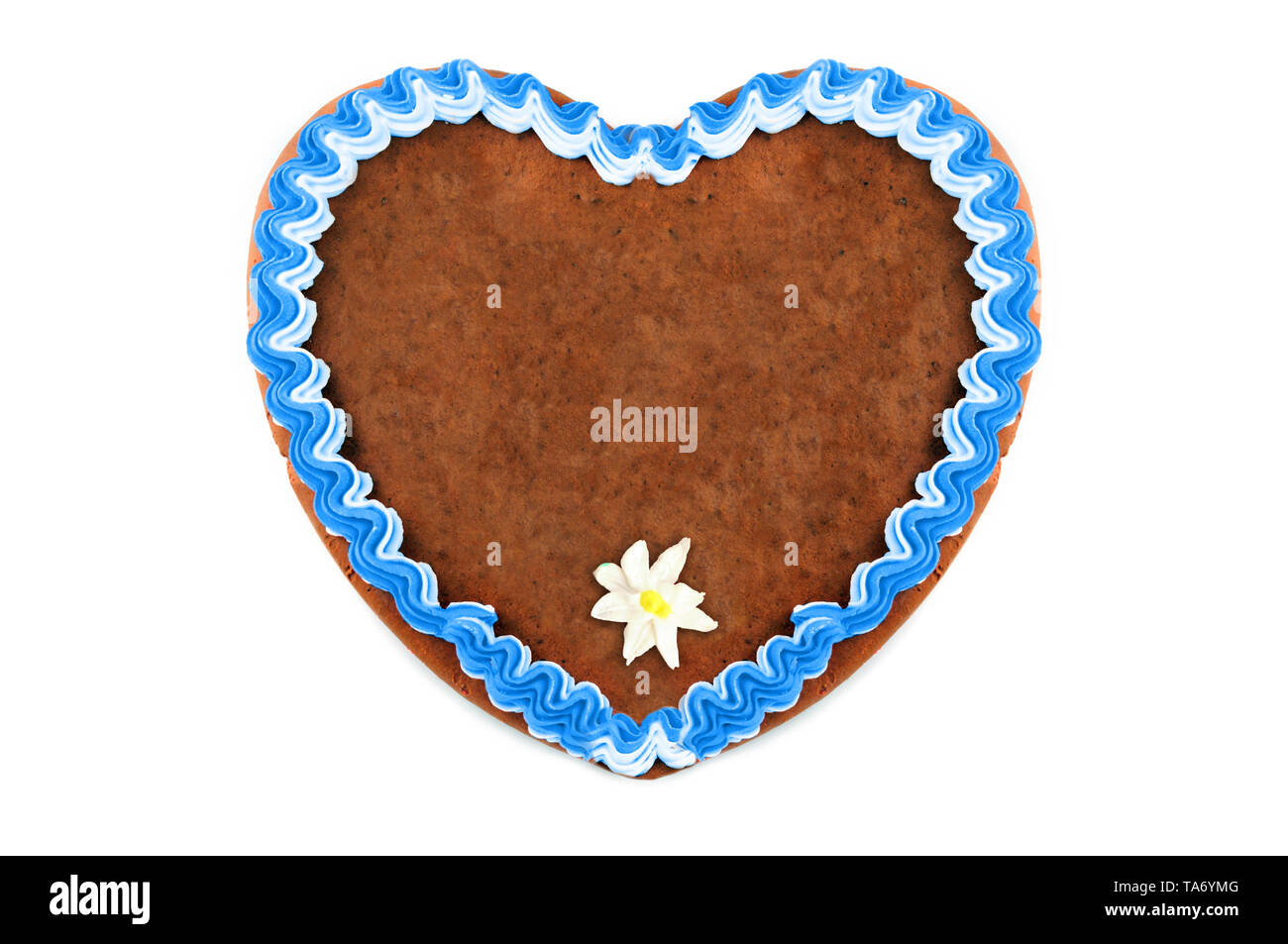 Gingerbread cookie coeur Oktoberfest avec ornements et copiez l'espace. Oktoberfest est un octobre fest de Munich Allemagne pour la bière et bavaroise. Banque D'Images
