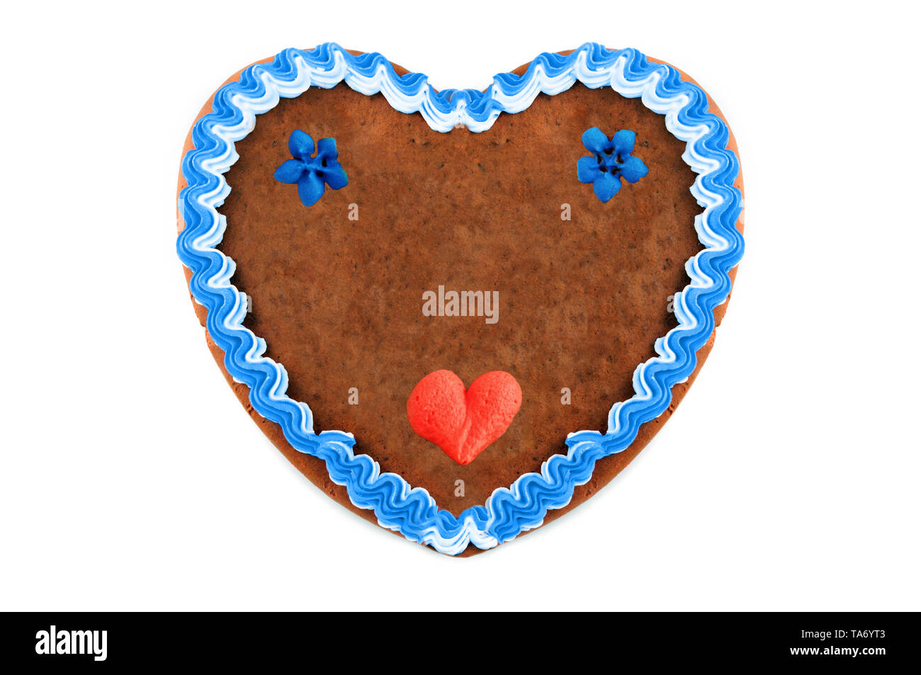 Gingerbread cookie coeur Oktoberfest avec ornements et copiez l'espace. Oktoberfest est un octobre fest de Munich Allemagne pour la bière et bavaroise. Banque D'Images