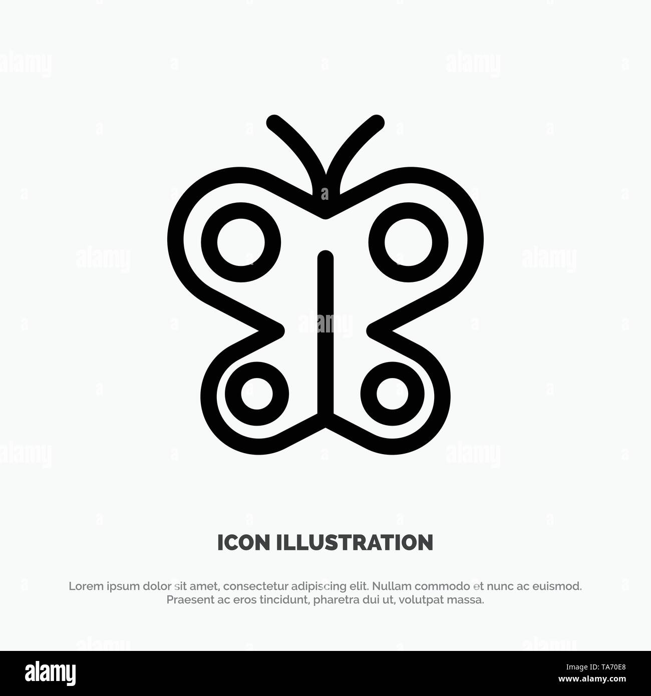 Papillon, insectes, vecteur de l'icône de la ligne du printemps Illustration de Vecteur