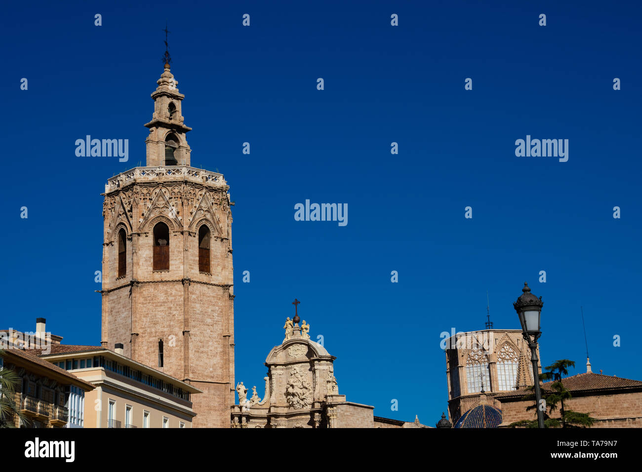 Clocher de la Cathédrale de Valencia (El Miguelete o Torre del Micalet). Valencia, Espagne Banque D'Images