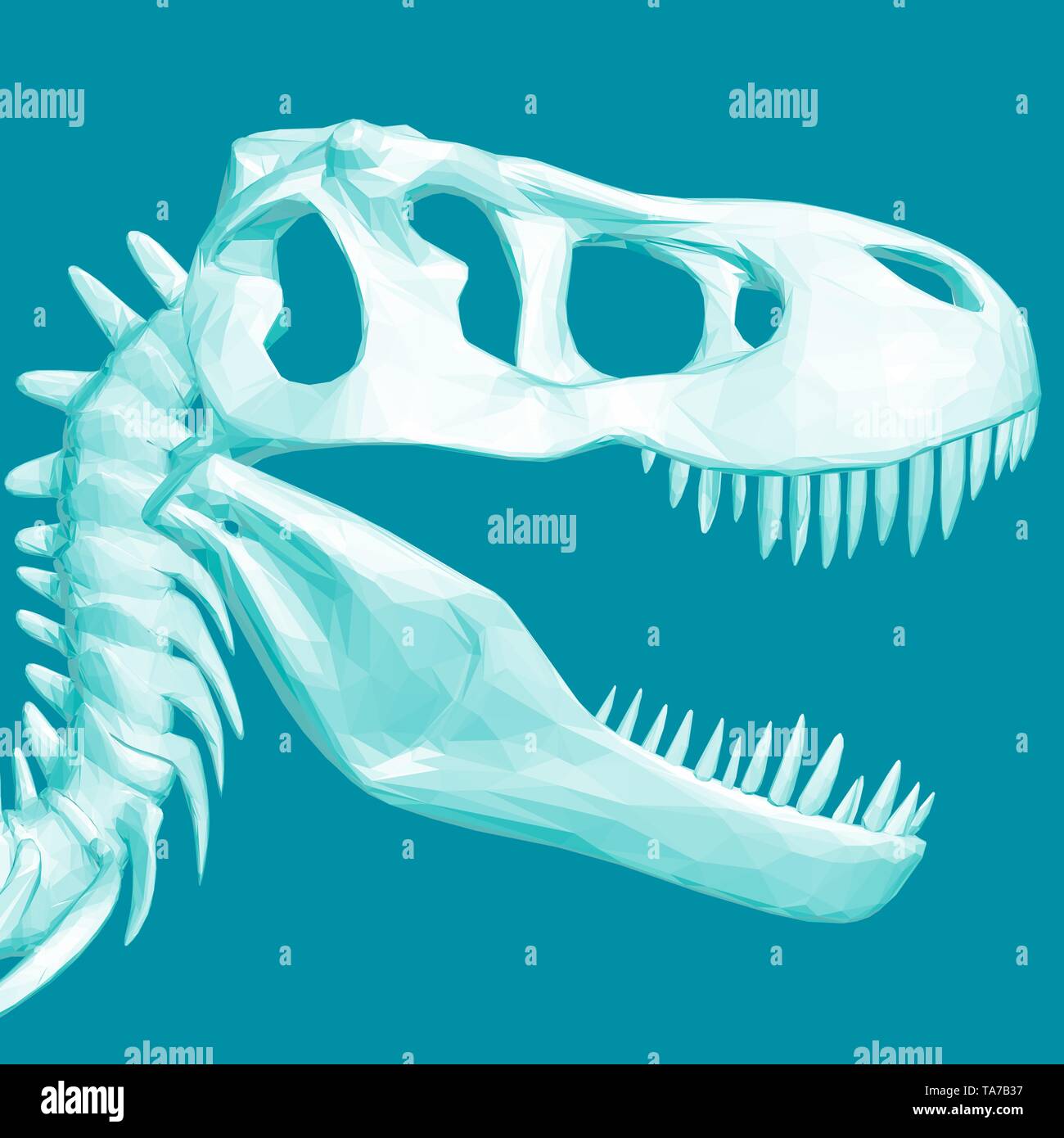 Tête de dinosaure polygonales. Un crâne de dinosaure préhistorique. 3D. Vector illustration Illustration de Vecteur
