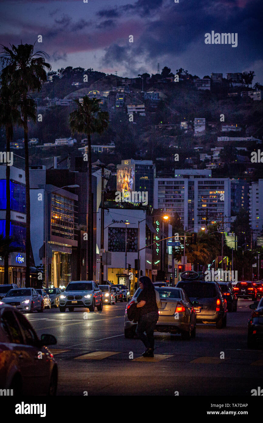 La Cienega Blvd. (Regardant vers le Nord) Banque D'Images