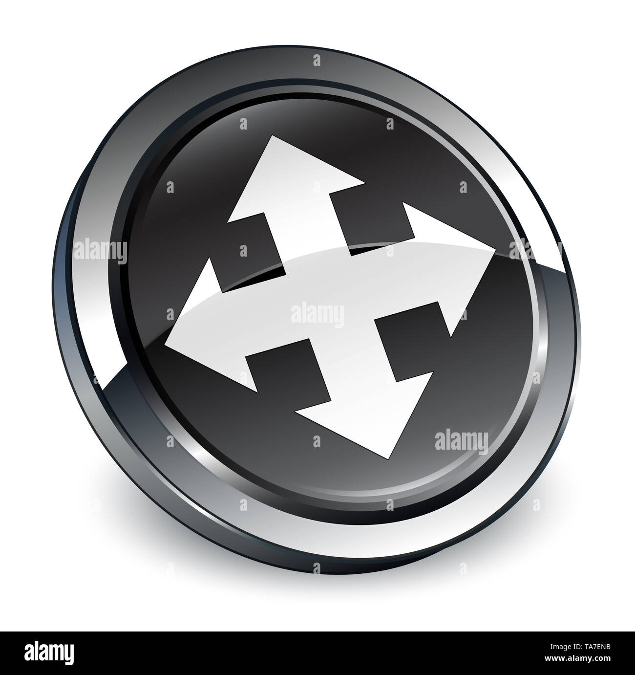 L'icône Déplacer isolé sur le bouton rond noir 3d abstract illustration Banque D'Images
