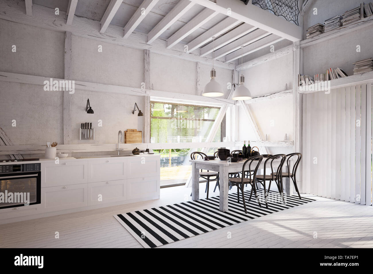 Pays cuisine intérieur. Concept de design 3D Rendering Banque D'Images