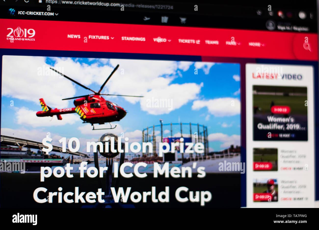 Site web de l'ICC World Cup 2019 Banque D'Images