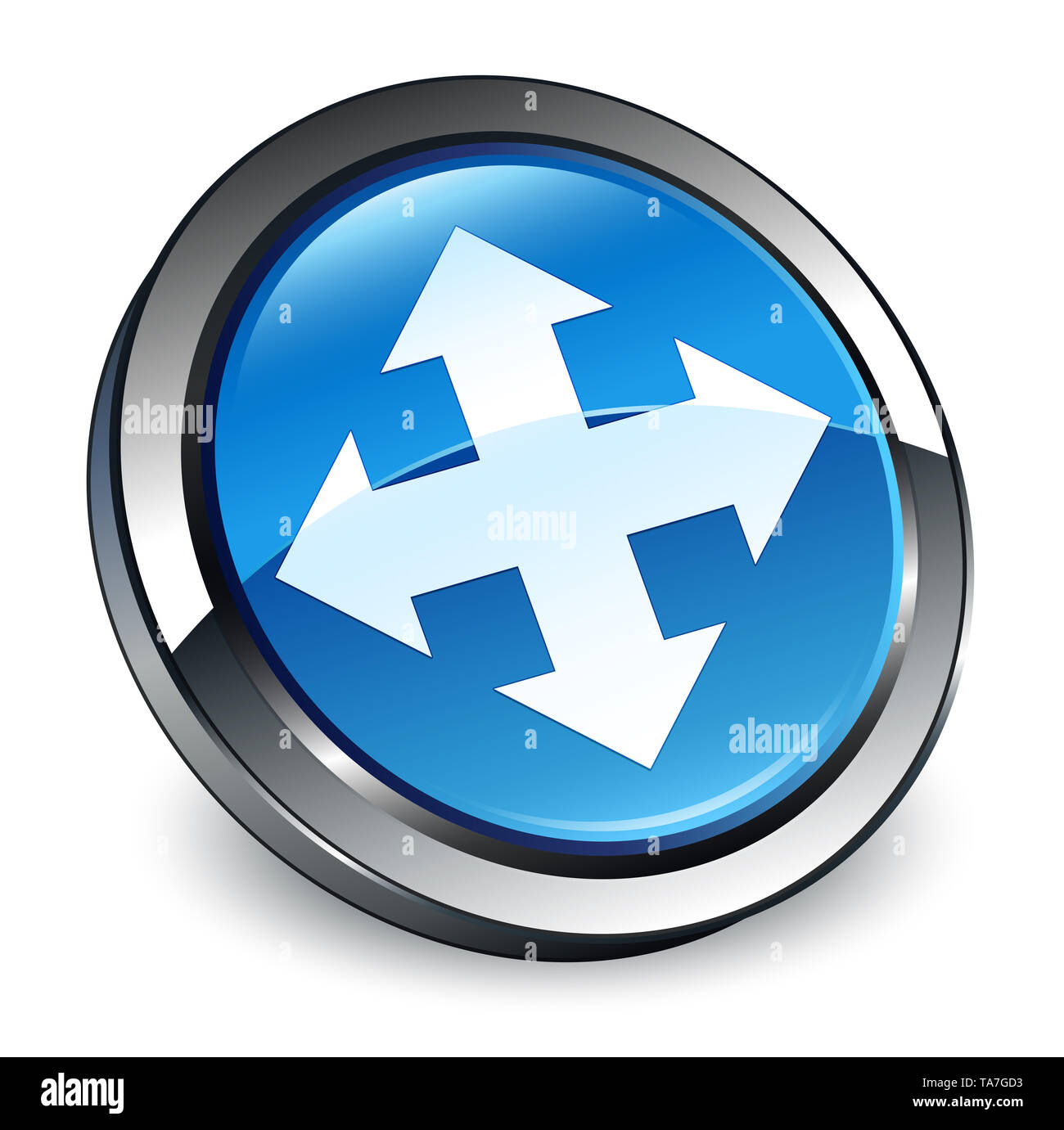 L'icône Déplacer isolé sur le bouton rond bleu 3d abstract illustration Banque D'Images