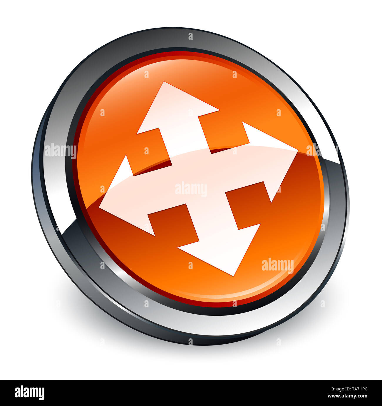 L'icône Déplacer isolé sur bouton rond marron 3d abstract illustration Banque D'Images