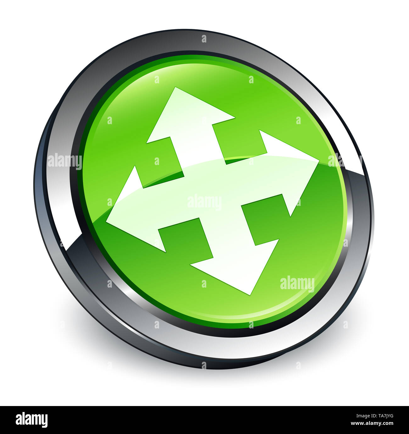 L'icône Déplacer isolé sur le bouton rond vert 3d abstract illustration Banque D'Images