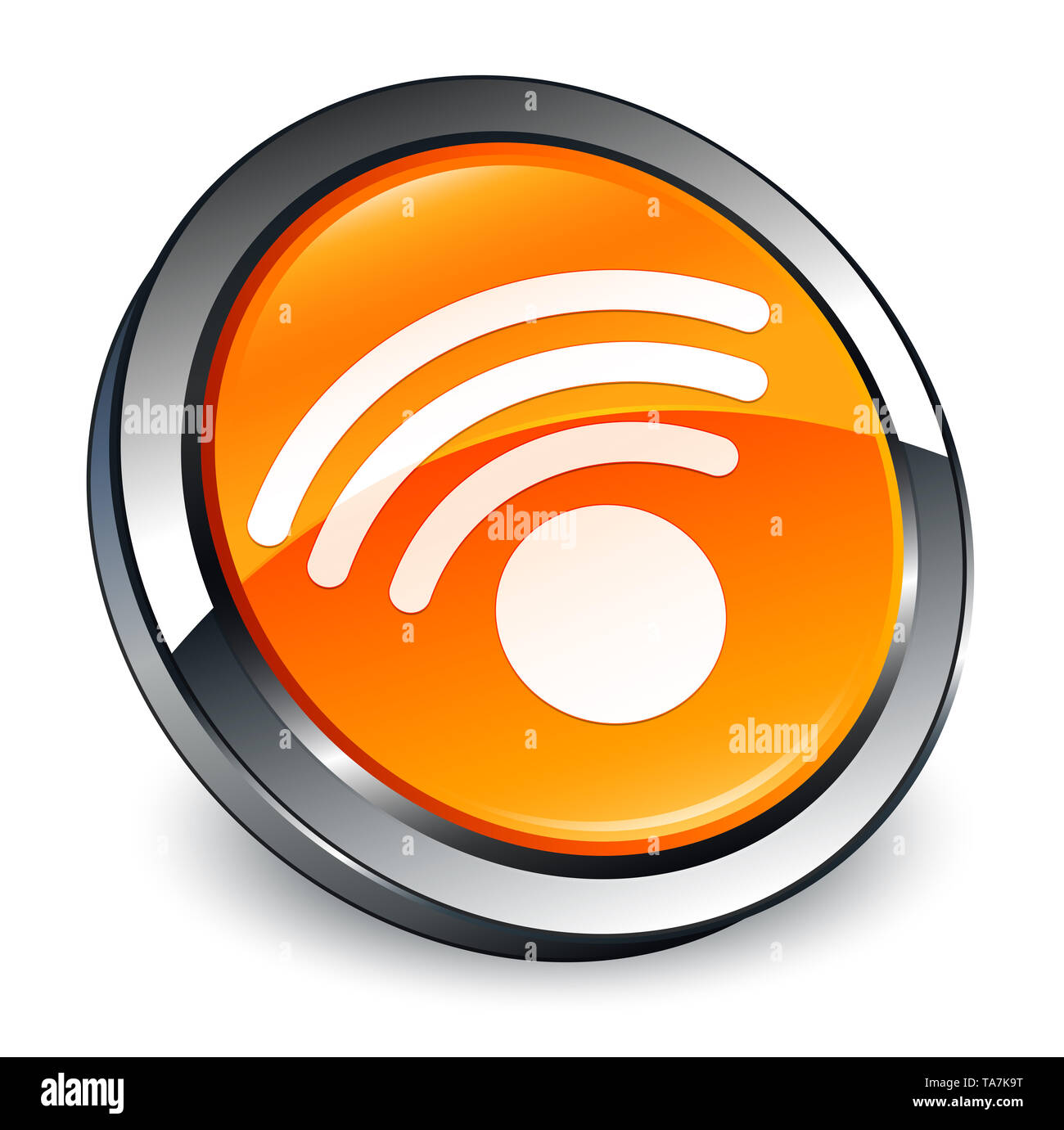 Connexion Wi-Fi au réseau local isolé sur l'icône bouton rond orange 3d abstract illustration Banque D'Images