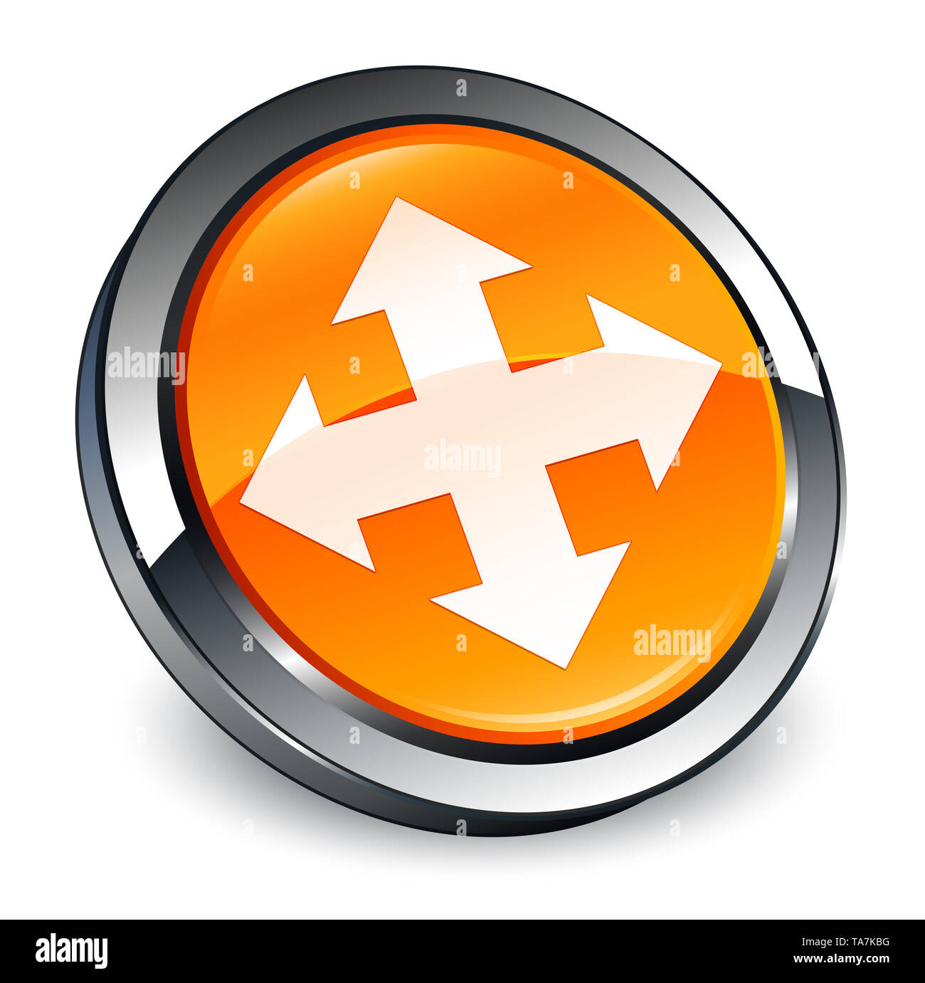 L'icône Déplacer isolé sur bouton rond orange 3d abstract illustration Banque D'Images